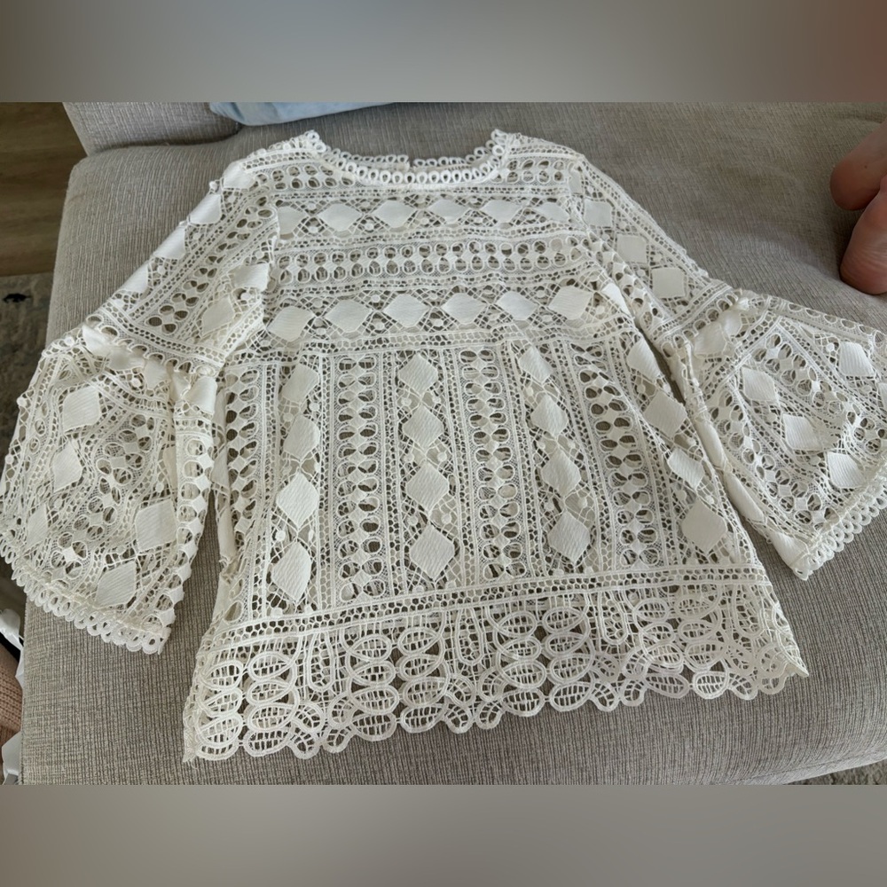 Ellison White Embellished 3/4 Sleeve Blouse - Picture 1 of 4
